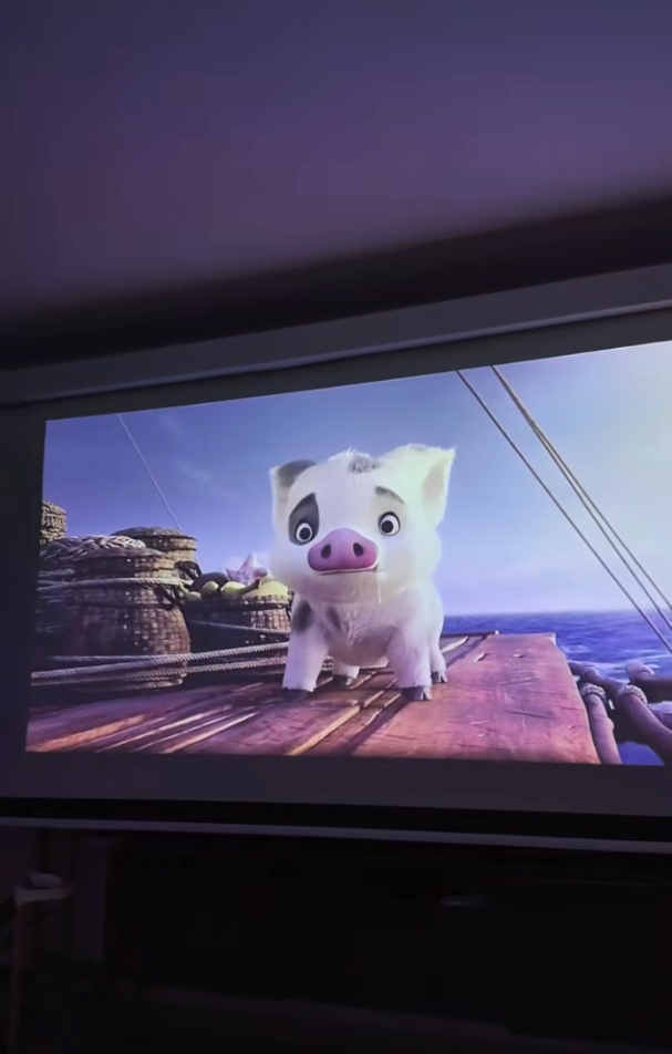 JMGO PicoFlix projetant un film en extérieur